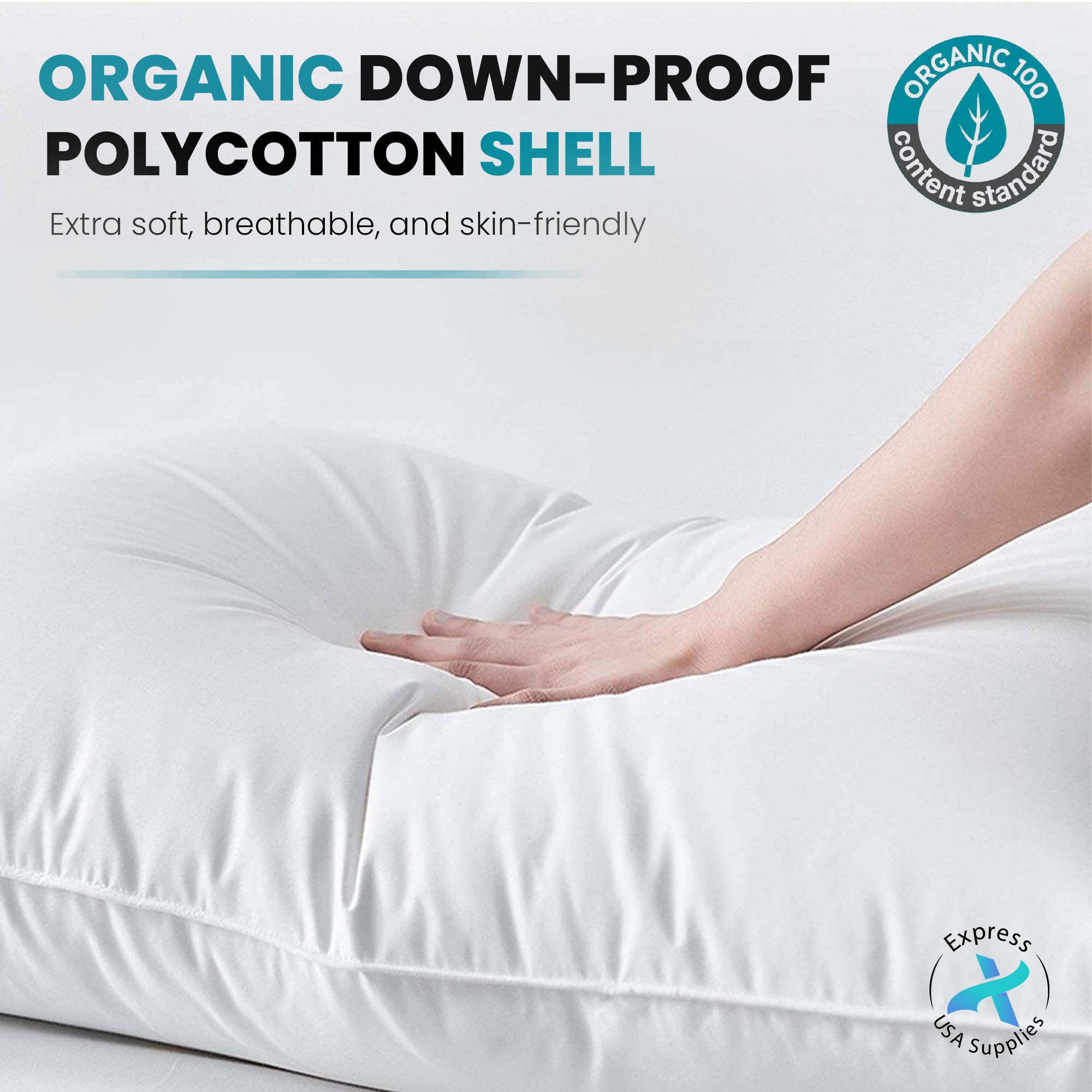 Express USA Supplies 2-Pack Standard Bed Pillows – Soft, Breathable & Hypoallergenic for Better Sleep