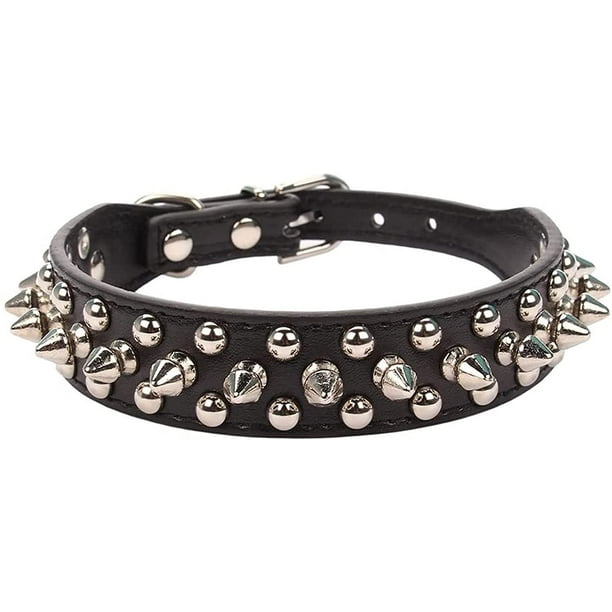 Black spiked dog collar discount