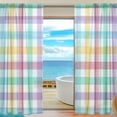 thumbnail image 3 of Splicing Pattern Multicolored Checkered Pattern Semi Sheer Curtains Window Voile Drapes Panels Treatment-55X78in for Living Room Bedroom Kids Room, 3 of 3