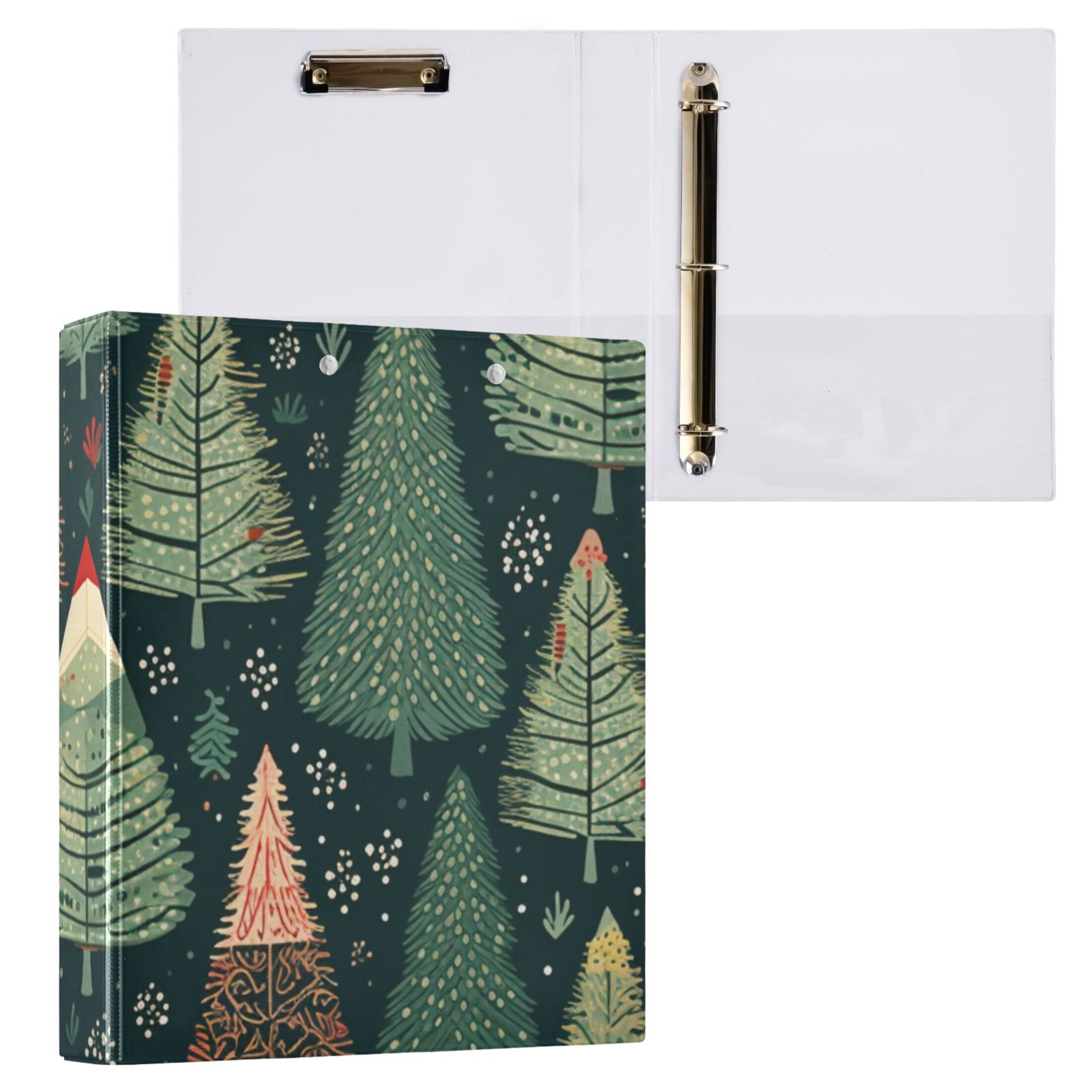 Rustic Trees 3 Ring Binders 1.5 inch Hardcover File Folders with Interior Pockets A4 Size Organizer for School Office Hospital