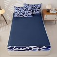 thumbnail image 4 of Manfei Jungle Animal Zipper Full Size Comforter Sets with Fitted Sheet and 2 Pillowcases,Vintage Camouflage Zipper Bedding Set,Blue Black,Navy Blue Reversible,4pcs, 4 of 8