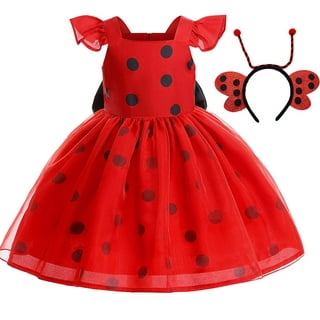 Latocos Ladybug Dress Costume for Girls with Polka Dots Dress Dress Up  Pretend Play Birthday Halloween Gifts for Kids 3-10