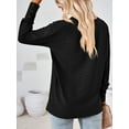thumbnail image 2 of SHIBEVER Tops for Women Fall Casual Long Sleeves Tops Blasis Soild Black Tunic Blouses V-Neck Loose T Shirt for Lady Size XL, 2 of 5