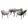 thumbnail image 2 of Armen Living Nofi&nbsp;Outdoor Patio&nbsp;Dining Chair in Charcoal Finish with Taupe Cushions and&nbsp;Teak Wood Accent Arms&nbsp; - Set of 2, 2 of 6