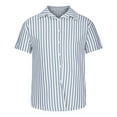 thumbnail image 5 of Hvyesh Men's Striped Linen Shirts Button Down Hawaiian Beach Casual Short Sleeve Button-up Regular Fit Dress Blouses Summer Holiday Shirts for Men, 5 of 5