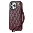 thumbnail image 2 of For iPhone 15 Pro Max Case with Wrist Strap Card Slots Rhombus Leather TPU Phone Cover - Rose Gold, 2 of 5