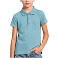 thumbnail image 2 of Maqroz Boys Short Sleeve Shirts Collared Tops Kids Casual Tees Front Button Placket Chest Pocket Athletic Golf Tennis Clothing Everyday Playwear Size 1-15 Years, 2 of 7