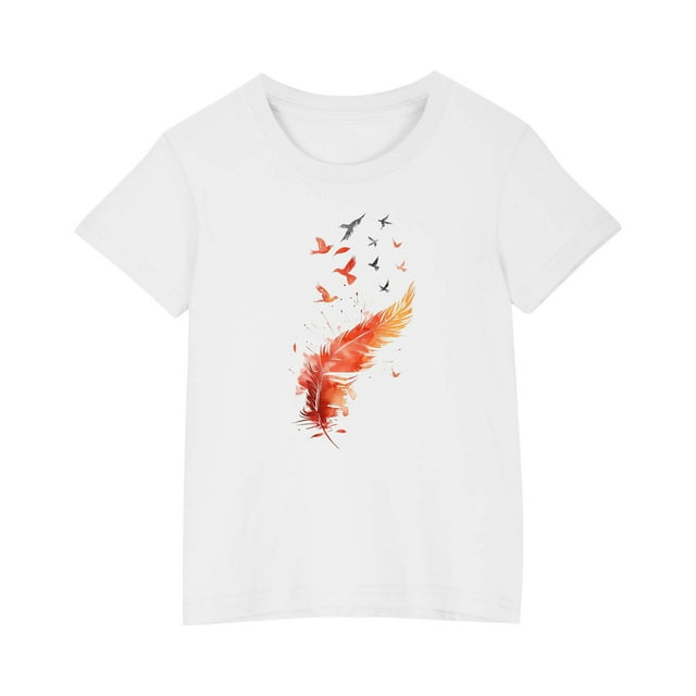 RXIRUCGD 2025 Vêtements d'Été pour Enfants T-shirt Imprimé Mode Mignon Col Rond Manches Courtes