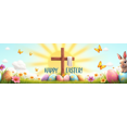 thumbnail image 4 of Easter Themed Decorative Backdrop Bunny Cross Eggs Butterflies Banner Party Decoration Photography Props Spring Celebration Decor Background, 4 of 4