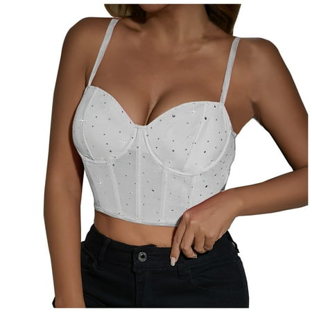 Hessimy Plus Size Corset Top For Women  Push Up Bustier lingerie Y2K Sexy Going Out Bustier Top White XS
