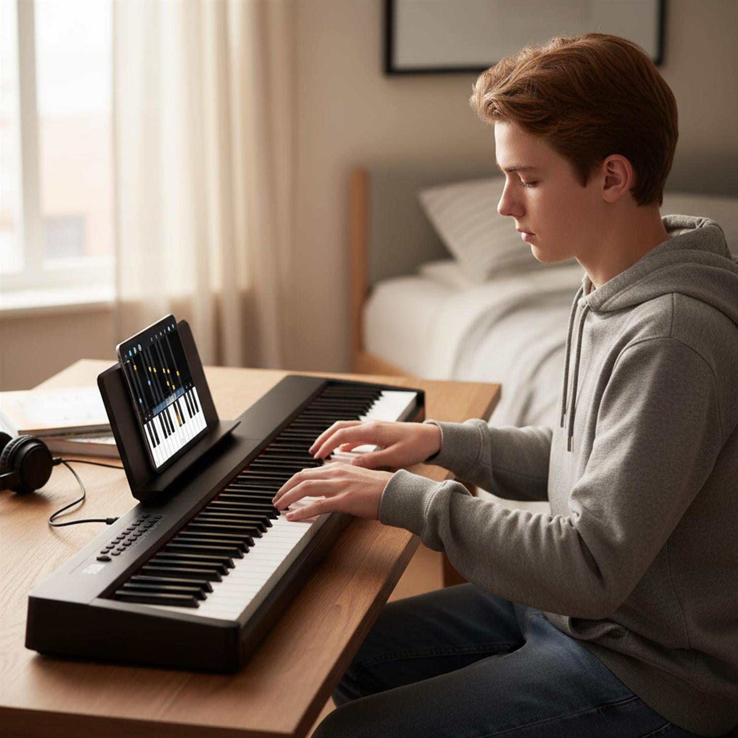 Demifill 88-Key Velocity-Sensitive Piano, Professional Practice, Dual Speakers, French DREAM Audio, Black
