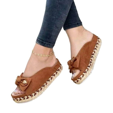

Woman Summer Fashion Outdoor Bow Thick-soled Slippers