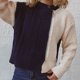 thumbnail image 5 of Gibobby Sueteres Para Mujeres Calientitos Chaqueta de suéter de empalme de color torcido con cremallera de cuello redondo de otoño e invierno para mujer(Marina,M), 5 of 6