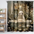 thumbnail image 6 of Coziro Vintage Bathtub Ghost Halloween Shower Curtain 72x72 Dark Floral Waterproof Polyester Bathroom Decor Panel with Real Scene Display, Machine Washable, 6 of 8
