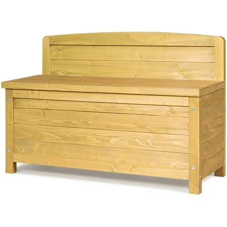 Gymax 16 5 Gallon Wood Storage Bench, Outdoor Wood Storage Box