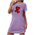 thumbnail image 2 of Camisón corto de San Valentín para mujer, talla grande, estampado en el pecho, cuello redondo, manga corta, 2 of 3