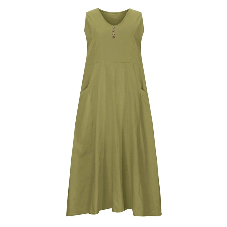 chinese dress ladies V-Back Linen Dress