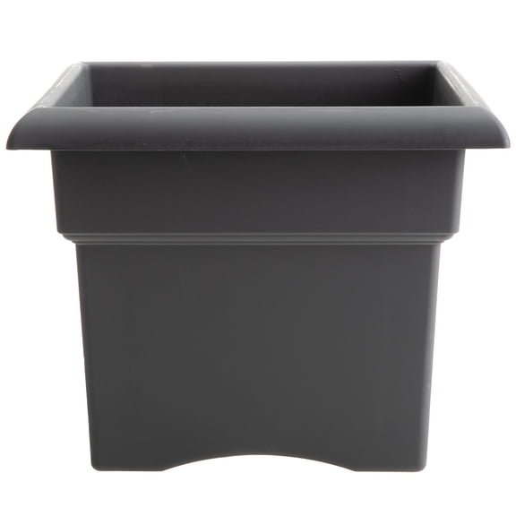 Bloem Veranda 18" Square Box Plastic Planter - UV-Resistant, Indoor/Outdoor, Charcoal