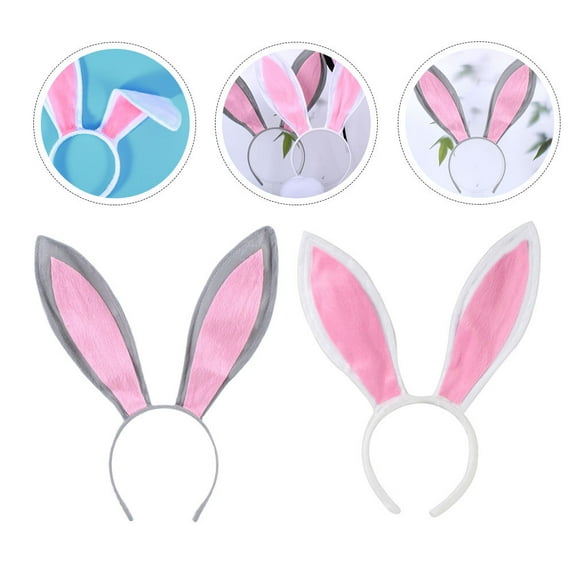 LOLIPPYY 2Pcs Plush Bunny Ears Headband Rabbit Ear Hairband Decorative Headband for Easter Party Festival Supply