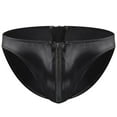 thumbnail image 2 of 2 Pack Satin Underwear for Men with Zipper Up Low Waisted Thongs Briefs Mens Casual Solid Color Breathable High-Cut Stretchy Loungewear Brief, 2 of 8