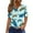 Blue, variant on Uaswgudfs ​Women Blouses Summer Tops: V-Neck Casual Short Sleeve with Turtle Motif & Trendy Decorative Button Placket
