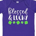 thumbnail image 4 of Inktastic Blessed and Lucky 4 Leaf Clovers St. Patrick's Day Boys or Girls Baby Bodysuit, 4 of 5