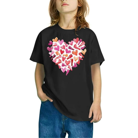 Piuwrlz Kid Short Sleeve Sweatshirt Girls T-Shirts Fashionable Printed Cotton T Shirt Top Black Size 7 Years