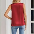 thumbnail image 3 of Women's Silk Satin Camisole Tank Tops V Neck Dressy Casual Sleeveless Blouses Summer Business Work Shirts Red S, 3 of 6
