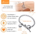 thumbnail image 5 of ‎555Jewelry 5mm Stainless Steel Puffed Heart Charm Box Chain T Toggle Clasp Bracelets for Women & Girls, 8.25 Inch, Silver, 5 of 8