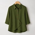 thumbnail image 6 of Summer Sales Womens Summer Tops Asymmetrical Placket Collar Linen‑Blend Button Casual Blouse Oversized Tshirts for Women, 6 of 9