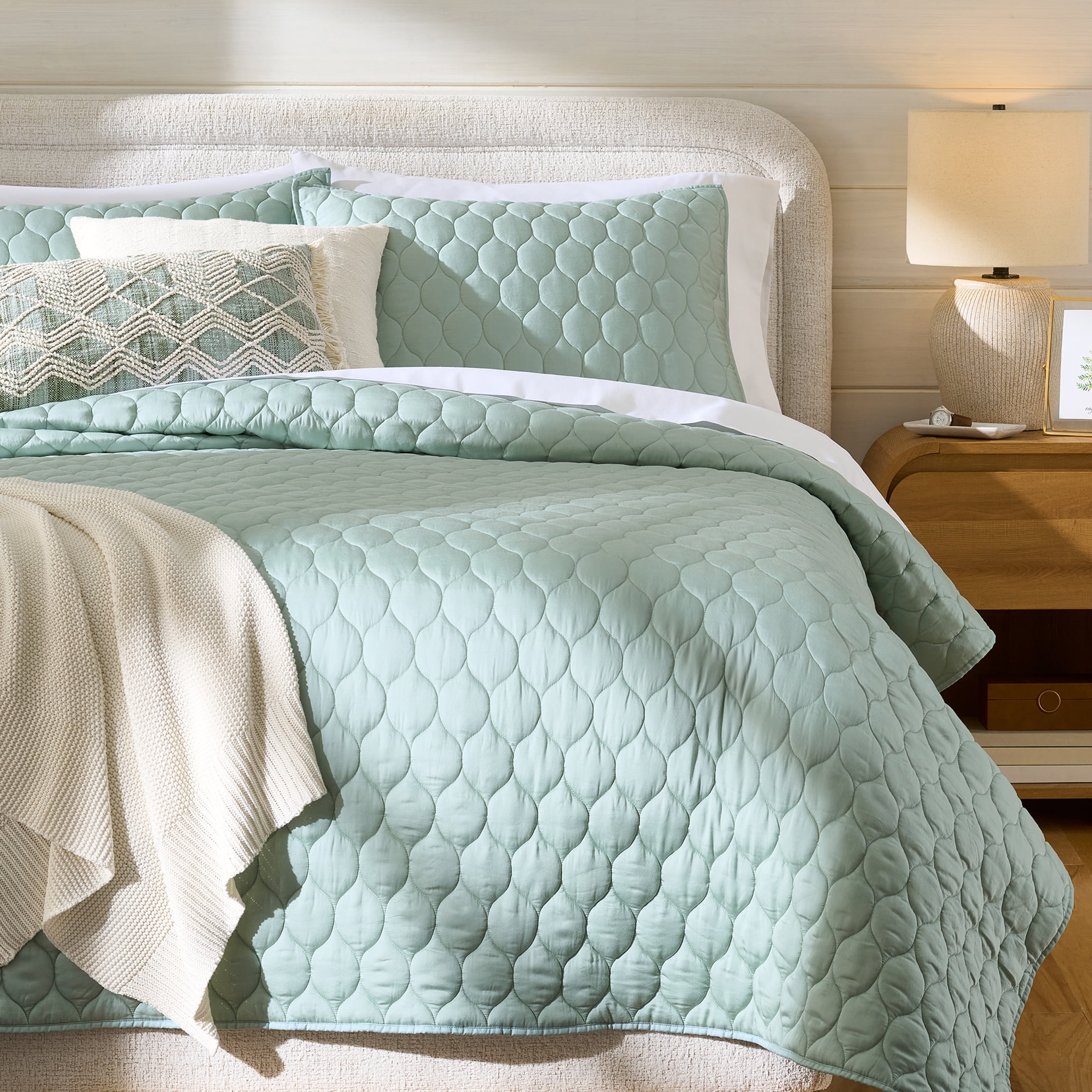 Better Homes & Gardens Tencel Quilt, King, Seafoam Green, Soft Touch Bedding