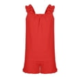 thumbnail image 4 of Oiyii Little Girls Summer Outfits Solid Tank Top and Ruffle Shorts Loungewear, Sizes 5-16, 4 of 6