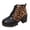 Black, variant on Womens Ankle Boots Leopard Print Chunky Platform Heel Lace Up Lug Sole Trendy Fall Short Booties Size 6-9