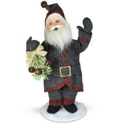 Annalee Plaid and Pine Santa, 15 inch Collectible Figurine