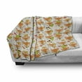 thumbnail image 2 of Woodsy Soft Flannel Fleece Throw Blanket, Front Portrait of Fox with Leaves Branches and Mushrooms, Cozy Plush for Indoor and Outdoor Use, 50" x 70", Marigold Apple Green, by Ambesonne, 2 of 5