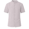 thumbnail image 5 of UVEASISHA Mens Summer Linen Shirts Casual Short Sleeve Button Down Shirt Classic Fit Lightweight Collarless Beach Shirts Stylish Tops Gray XXL, 5 of 7
