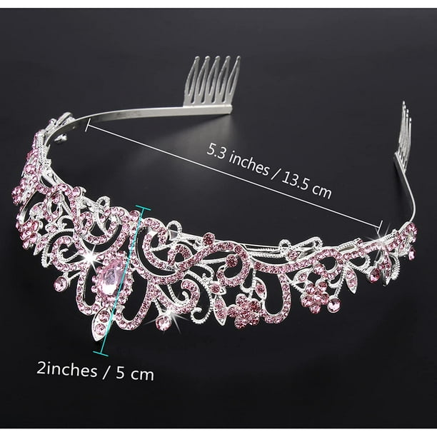 Couronne De Cristal Princesse Étincelante - Diadème Baroque Argent Pour Mariage, Fête Et Anniversaire