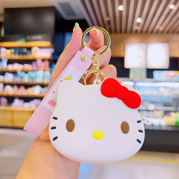 Monedero impermeable de Pvc Sanrio Hello Kitty monedero Kawaii Kuromi Hello Kitty lindo llavero colgante bolsa de silicona Cartera de dibujos
