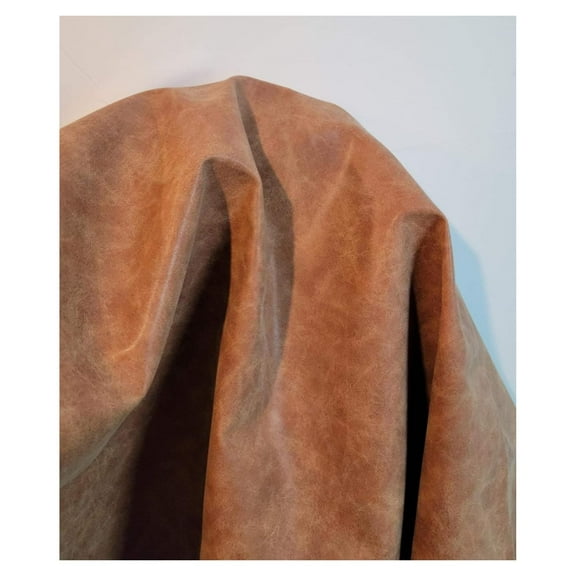 Blonde Distressed Soft Faux Leather Fabric PU (Peta Approved Vegan) Leather by The Yard Synthetic Pleather 0.9 mm Nappa 54 inch Width Soft Smooth Upholstery (Blonde, by The Yard)