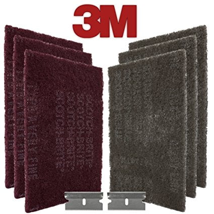 Pad Removes Scuff Canopus Group - 3M Scotch Brite Scuff Pads Very Fine and Ultra Fine (6 Pack) (3+3) ()
