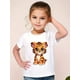 thumbnail image 1 of Camiseta de manga corta con cuello redondo y estampado de tigre para niñas, 100 % algodón, ideal como regalo de Navidad y verano., 1 of 3