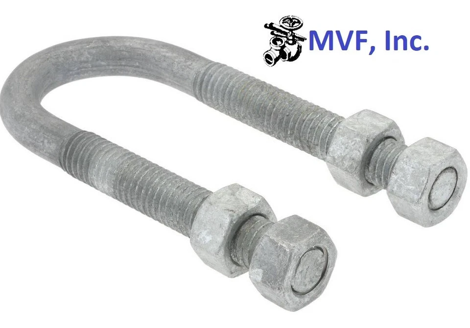 VIVA - 4" Nominal X 1/2" U-Bolt Long Tangent Hot Dipped Galvanized Double Nuts Fig 137
