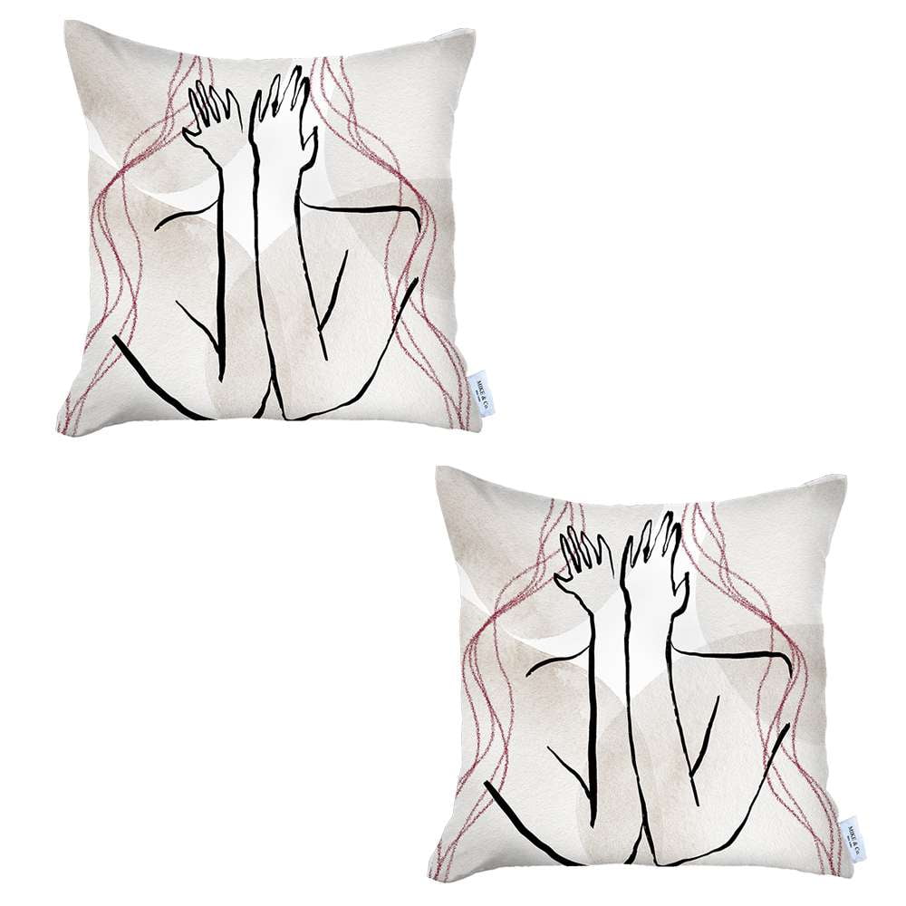 Boho-Chic Set of 2 Handcrafted Decorative Throw Pillow Cover Abstract Jacquard 18" x 18" Multi-Color Square Pillowcase for Couch, Bedding