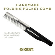 Kent 20T Handmade Folding Pocket Comb for Men, Fine Tooth Hair Comb Straightener for Everyday Grooming Styling Hair, Beard or Mustache, Use Dry or with Balms, Saw Cut, Made in England