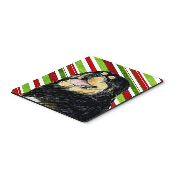 "Tibetan Mastiff Candy Cane Holiday Christmas Mouse Pad Hot Pad or Trivet"
