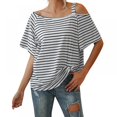 thumbnail image 2 of T-Shirt à Manches Courtes Large et à Col Montant pour Femmes, 2 of 5