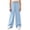 Sky Blue, variant on CPNG Girls Cotton Linen Pants Solid Color Elastic High Waist Wide Leg Pants Lightweight Comfortable Breathable Casual Pants