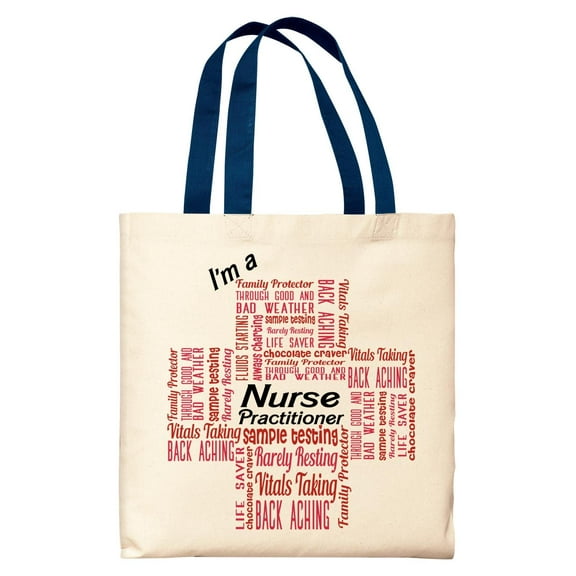 ThisWear Nurse Practitioner Gifts for Women I'm a Nurse Practitioner Essential Attributes Navy Handle Canvas Tote Bag