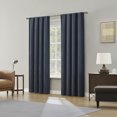 thumbnail image 6 of Sun Zero Medina 2-pack Woven Damask 100% Blackout Rod Pocket Curtain Panel Pair, Navy, 50"W x 84"L (2 Panels), 6 of 8