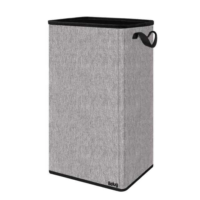 Cesto de Ropa Plegable 80L Grande Rectangular y con Asas Resistentes Belug, Gris
